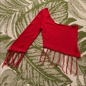 Vintage 90s Asymmetrical Fringe Crop Top